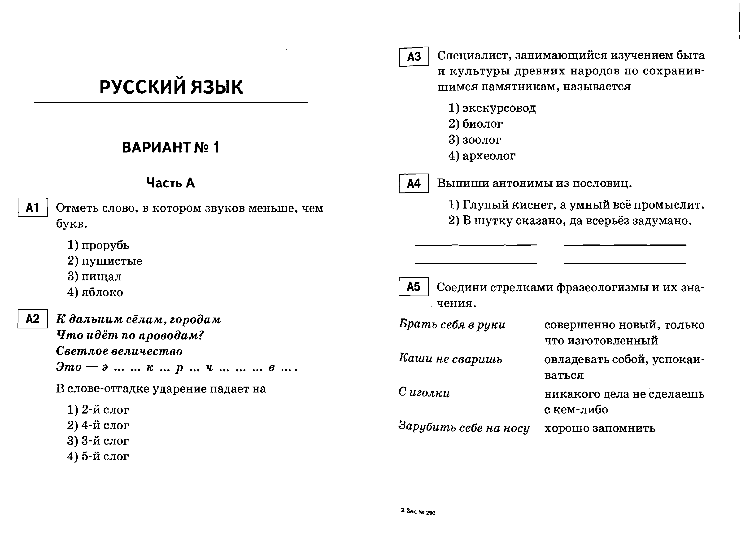 Тесты русский новый формат